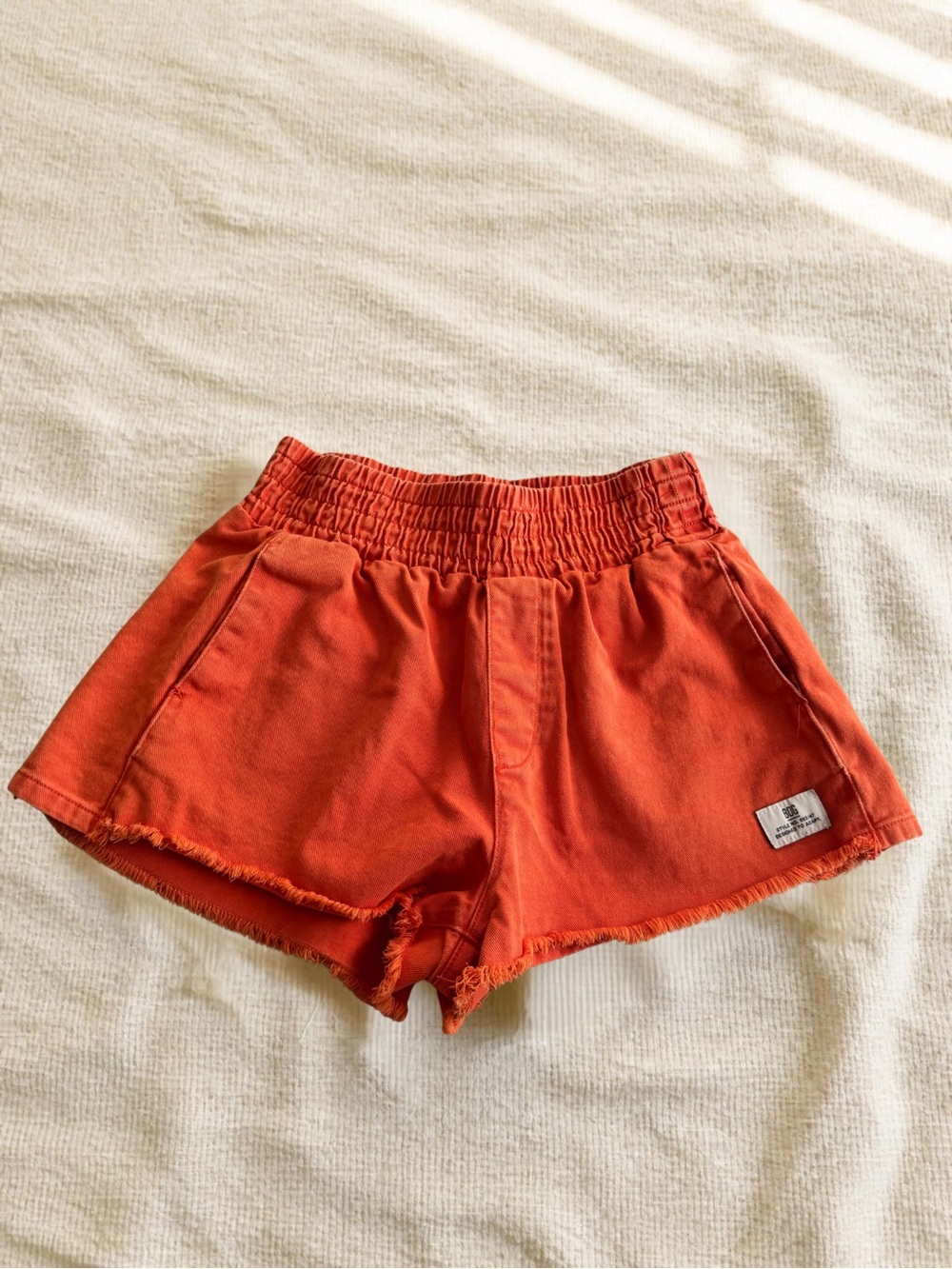 BDG Orange Elastic-Waist Athletic Shorts